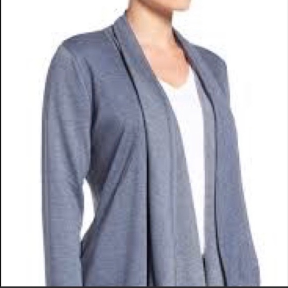 Bobeau•Drape Front Cardigan, in Heather Gray - Picture 3 of 10